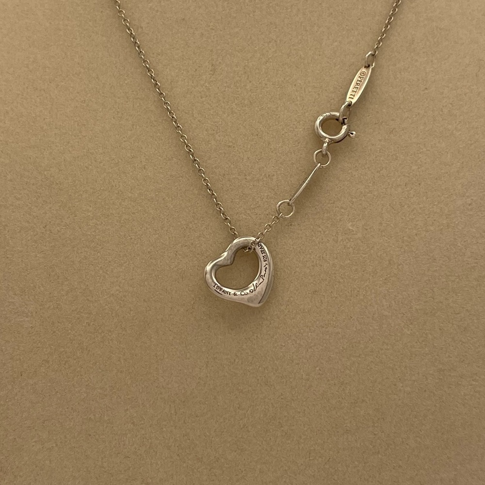 TIFFANY & CO. Elsa Peretti Open Heart Necklace Pendant Sterling Silver 925 #1025